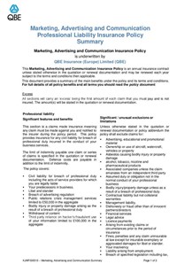 ARCHIVED - KJMF030515 Marketing, Advertising and Communication Professional Liability Summary