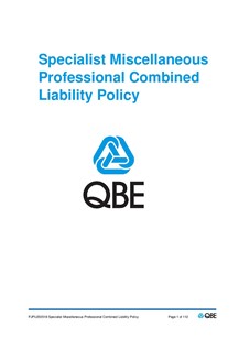 ARCHIVED - PJPU250518 QBE Specialist Miscellaneous Professional Combined Liability Policy