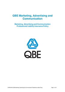 ARCHIVED - PJMF250518 QBE Marketing Advertising and Communication Professional Liability Policy