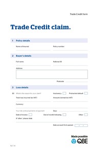 Trade Credit Insurance Claim Form