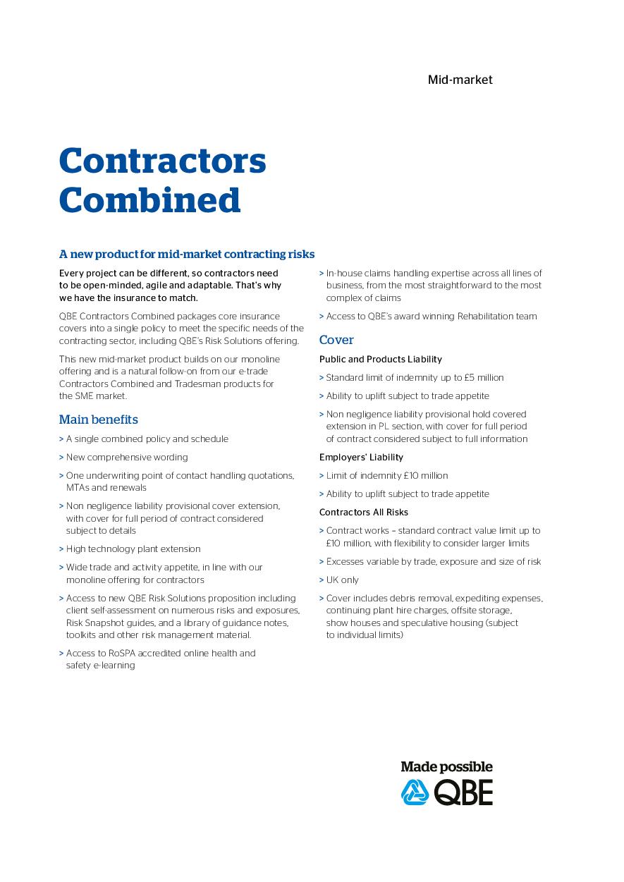 Contractors Combined Product Sheet
