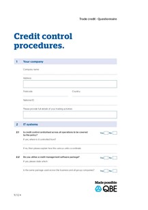 Trade Credit Control Procedures form