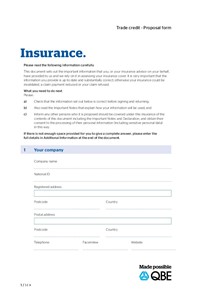 Credit insurance proposal form