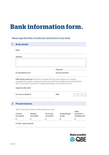 QBE Surety Bank Information Form