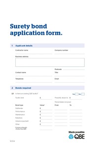 Surety Specific bond application Form