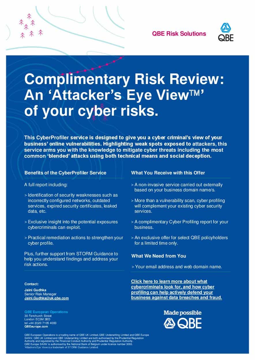 Complimentary Cyber Risk Review for QBE Policyholders
