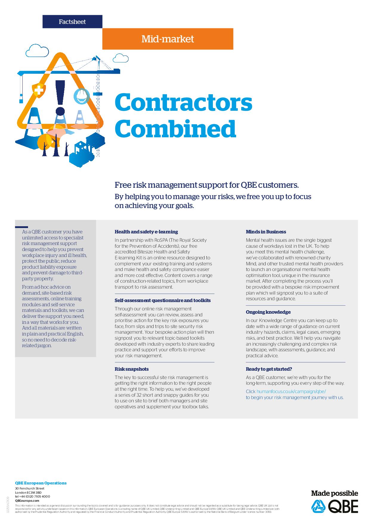 Contractors Combined - risk management support for QBE customers