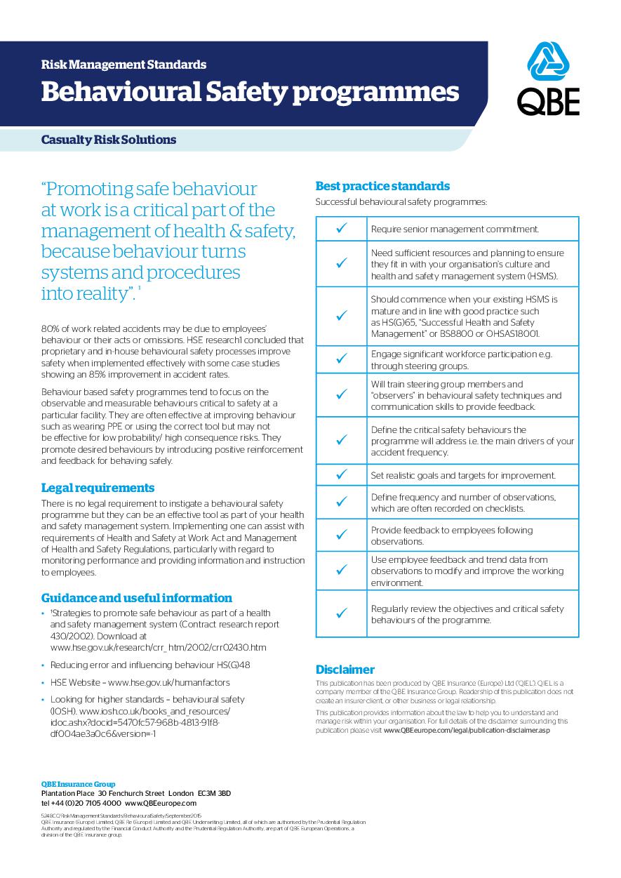Behavioural Safety Programmes (PDF 66Kb) 