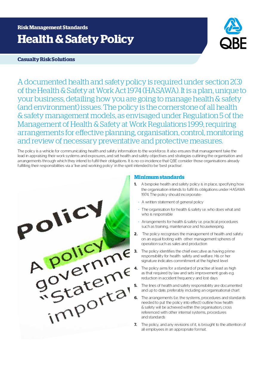 Health & Safety Policy (PDF 152Kb)