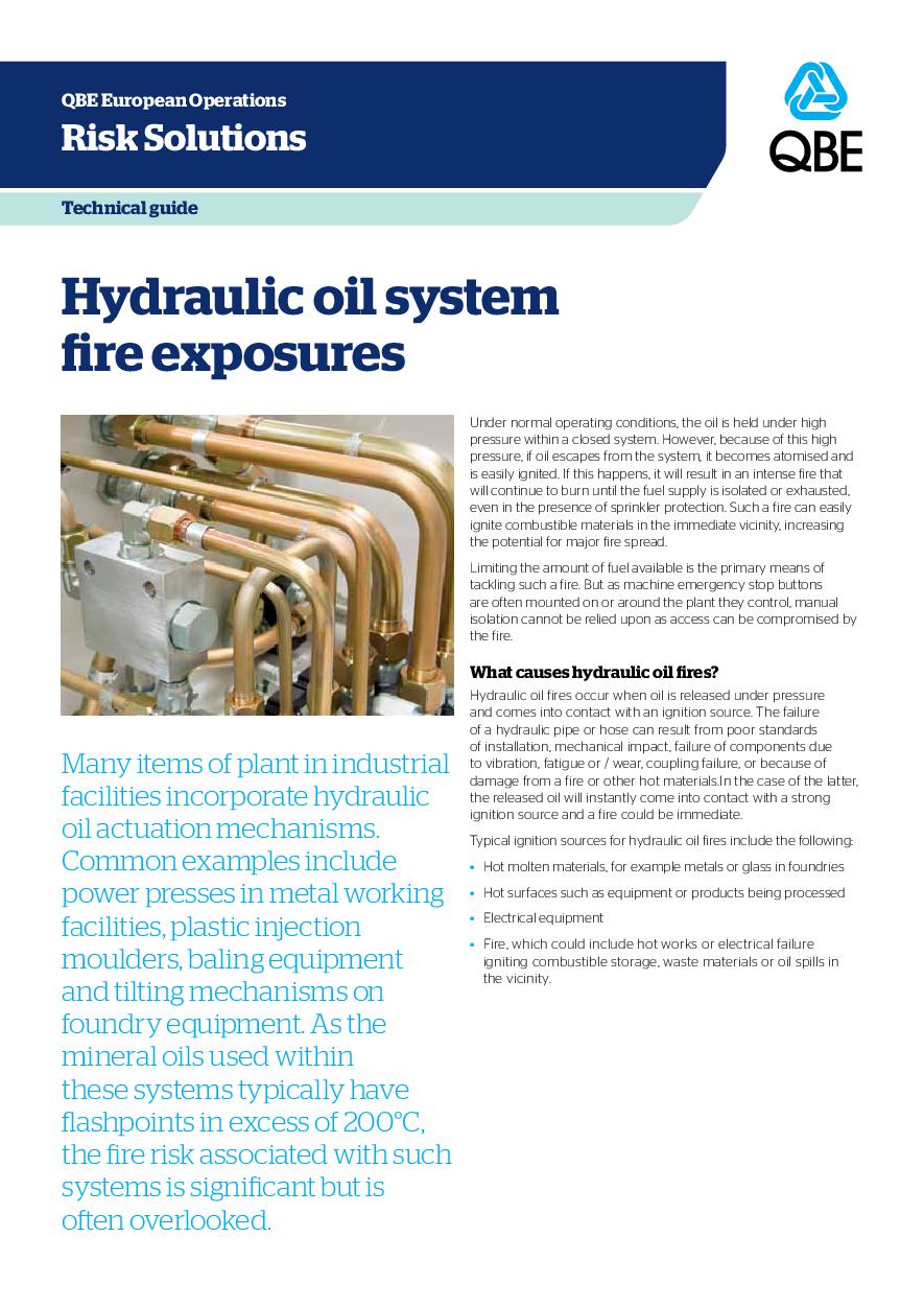 Hydraulic Oil System Fire Exposures QBE European Operations
