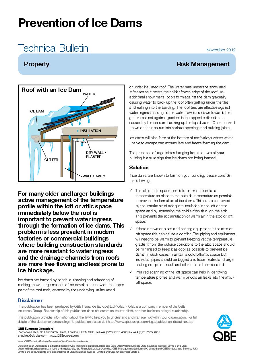 Prevention of Ice Dams (PDF 225Kb) 