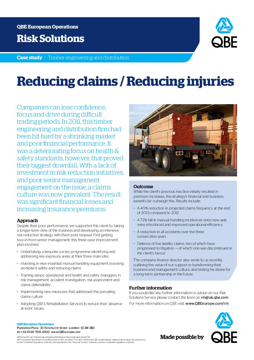 Reducing claims / Reducing injuries (PDF 201Kb) 