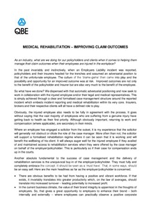Medical rehabilitation: improving claims outcomes (PDF 125Kb)