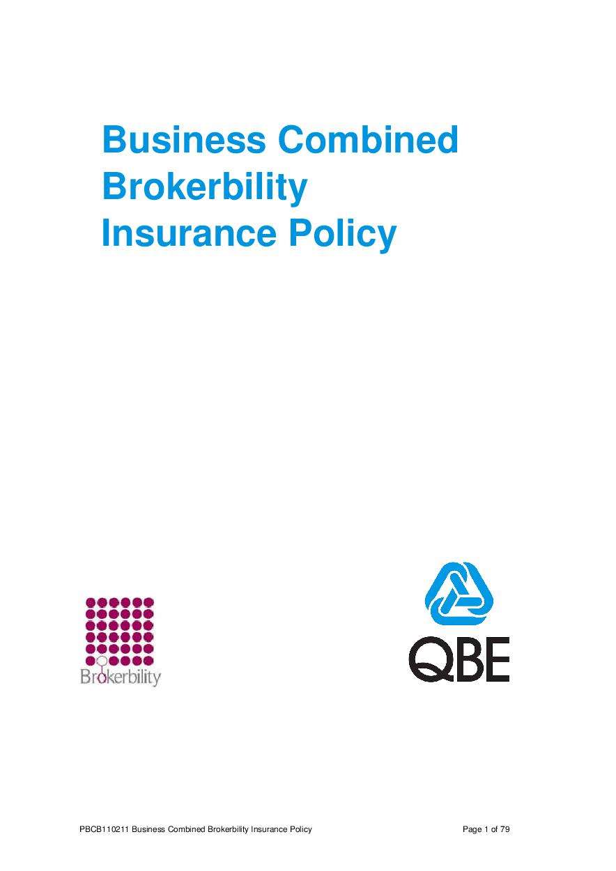 Pbcb Business Combined Brokerbility Policy Commercial Combined Package E Trade Product Policy Numbers Ending p Qbe European Operations