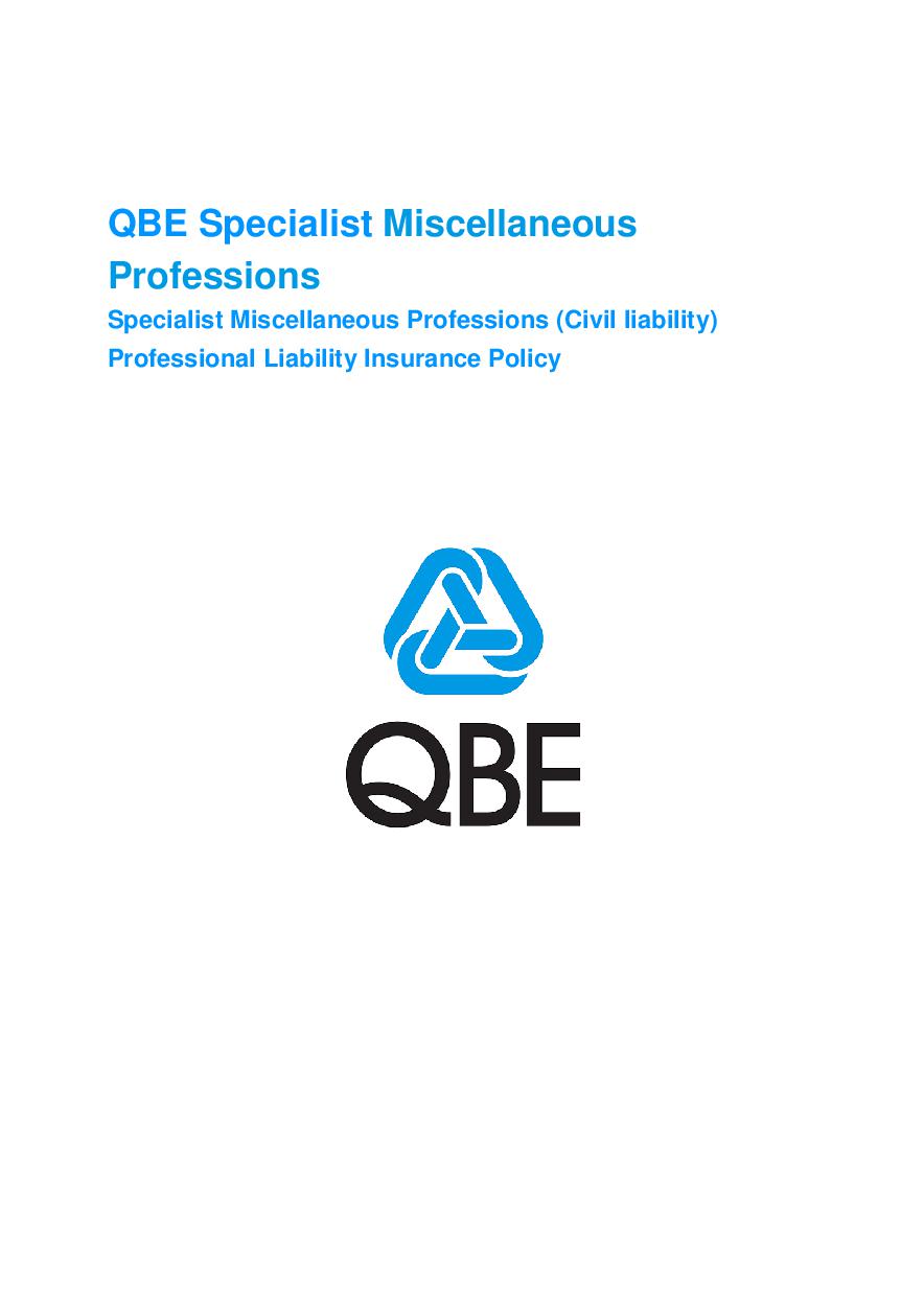ARCHIVE - JPJ020913 QBE Specialist Misc Professions Civil Prof Liability