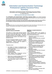 KJPW030515 Information and Communication Technology Professional Liability Summary