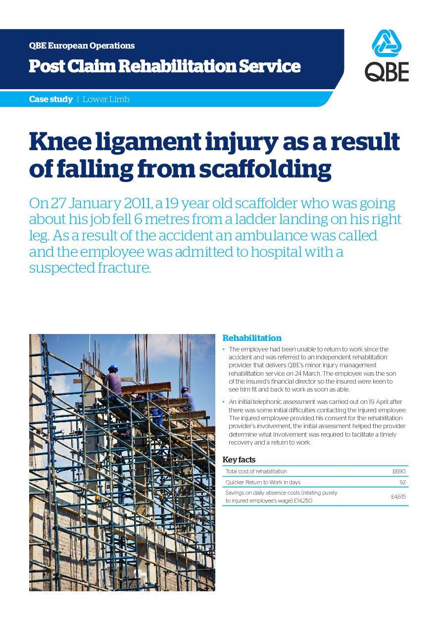 Knee ligament injury as a result of falling from scaffolding (PDF 1.8Mb)