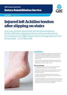 Injured left Achilles tendon after slipping on stairs (PDF 1.6Mb)