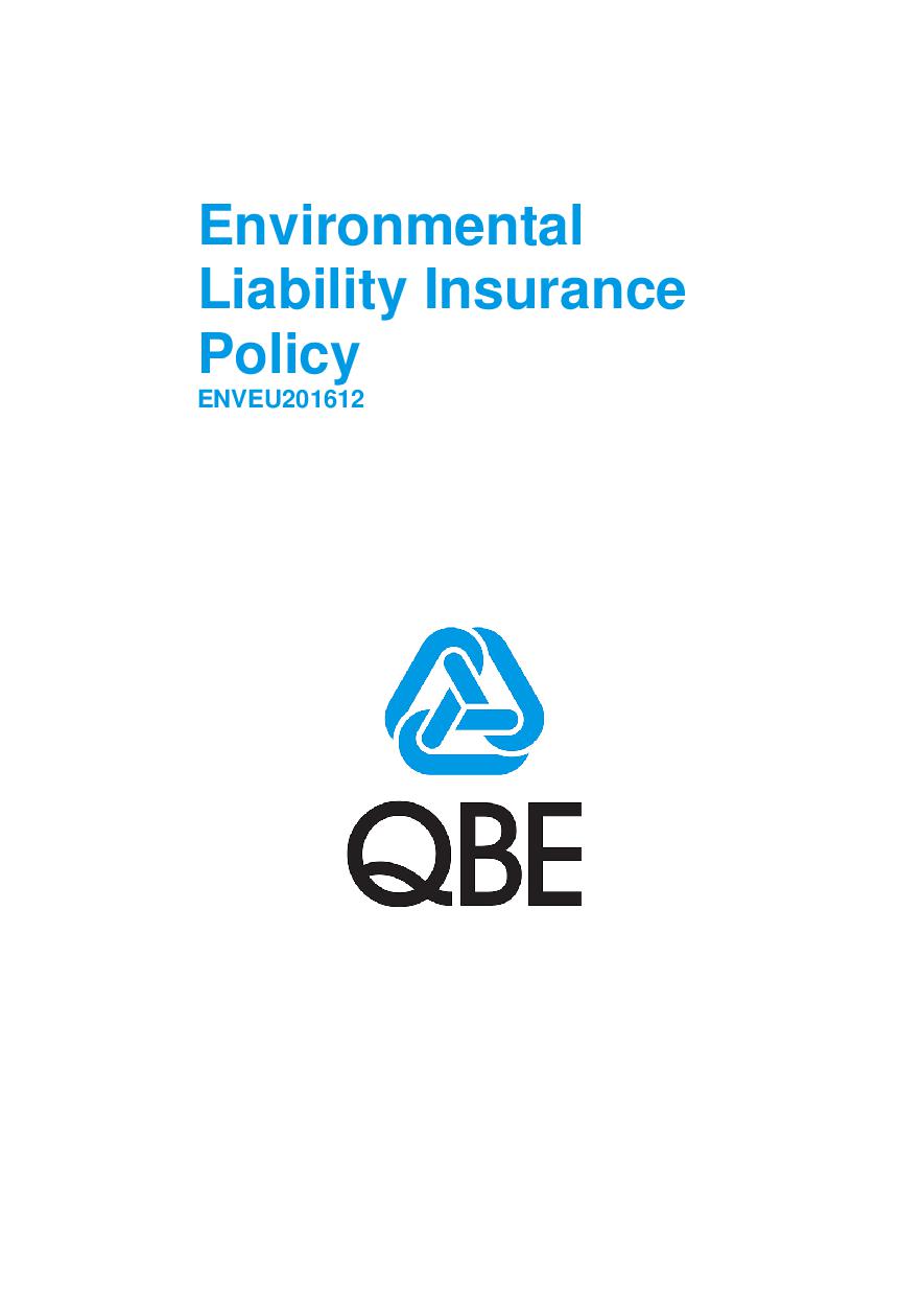 Environmental Liability Insurance Policy ENVEU201612 (PDF 445Kb)