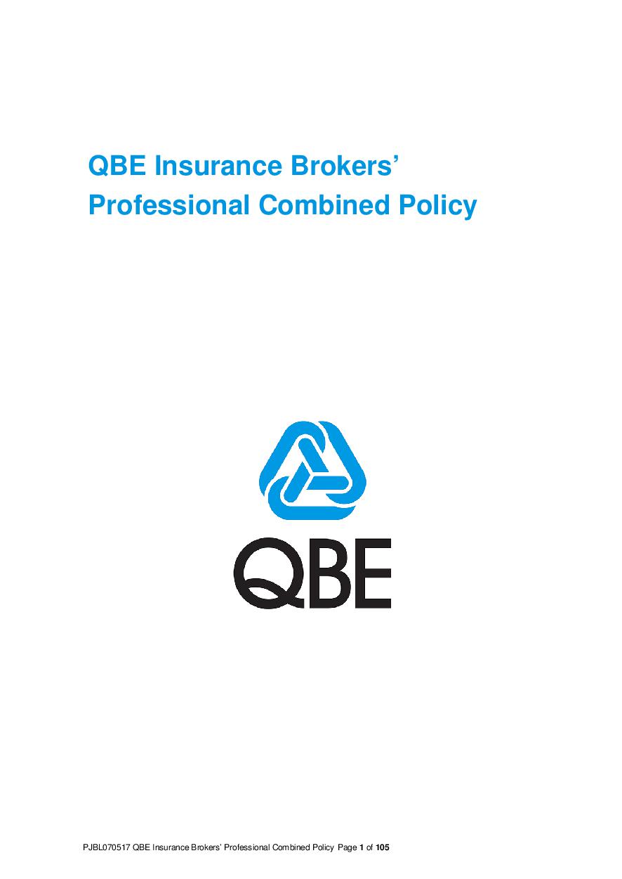 (PJBL070517) QBE Insurance brokers professional combined liability