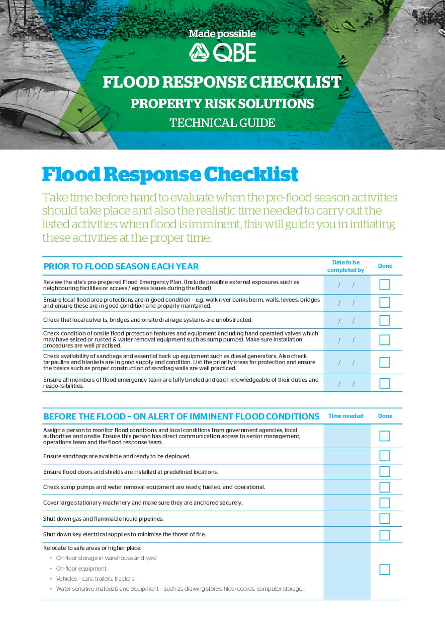 Flood response checklist (PDF 135Kb) 