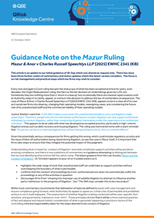 Guidance Note on the Mazur Ruling