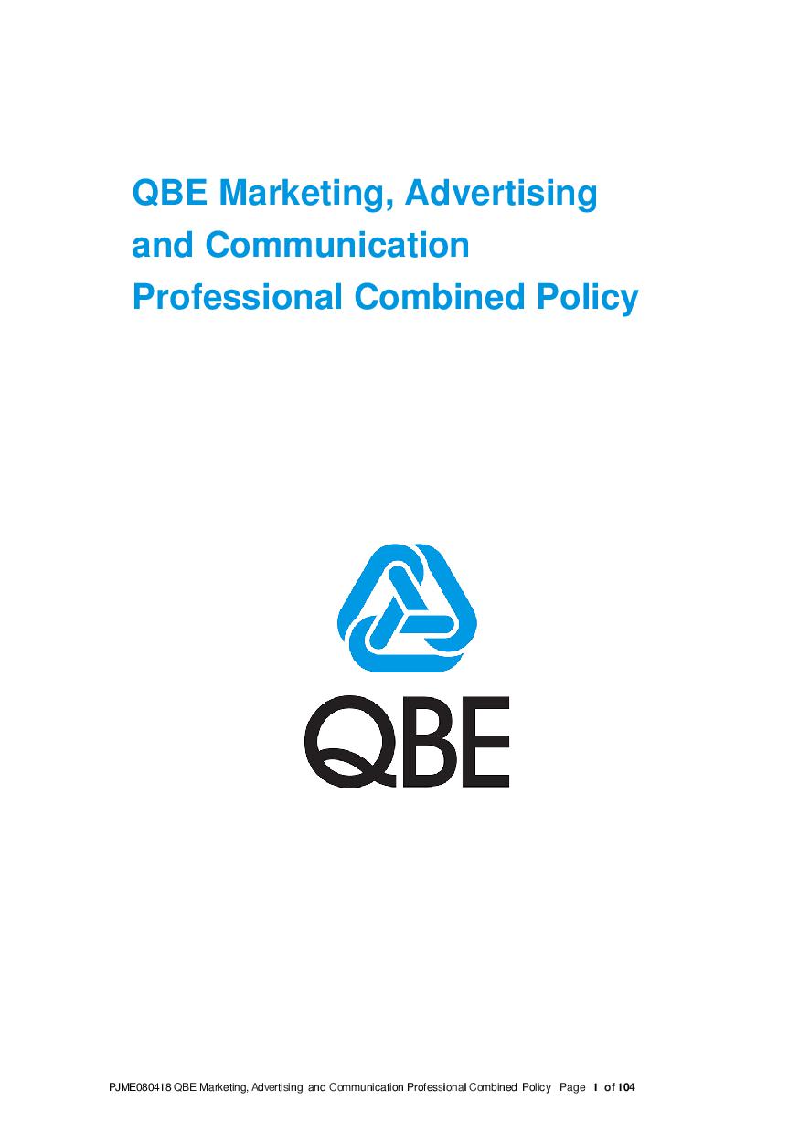 PJME080418 QBE Marketing Advertising and Comm Professional Combined Liability Policy