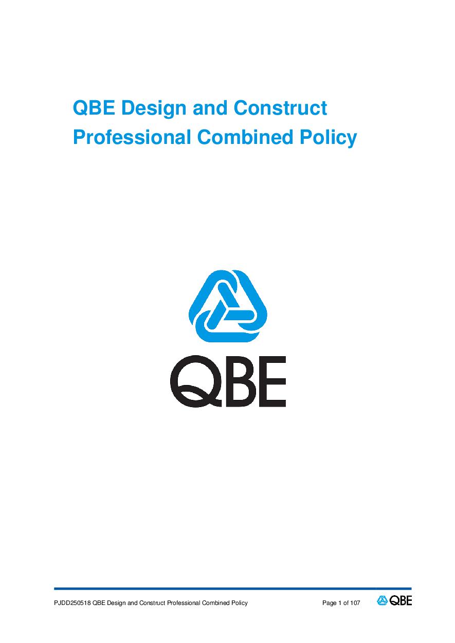 PJDD250518 QBE Design and Construct Professional Combined Liability Policy