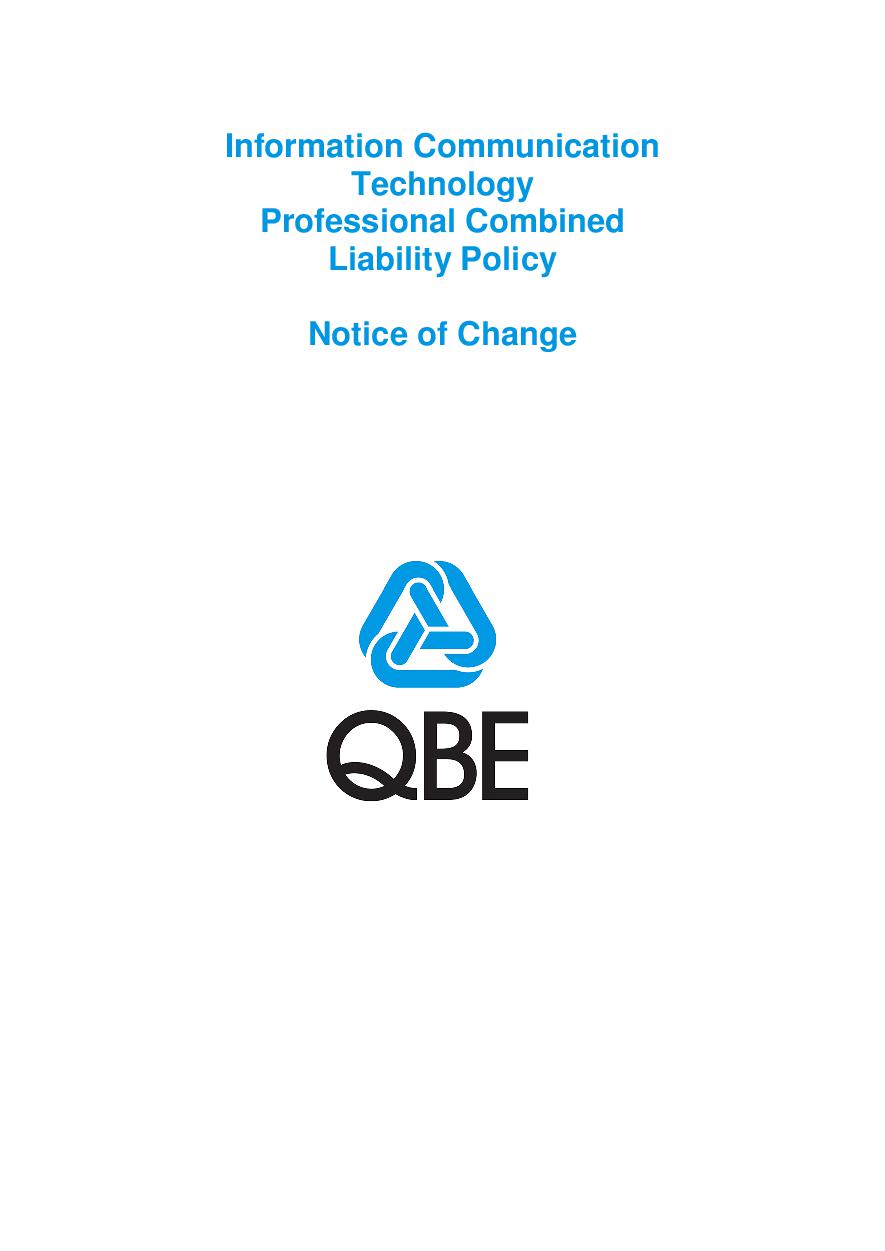 NJPV250518 QBE Information Communication Technology Professional Combined Liability Notice of Change
