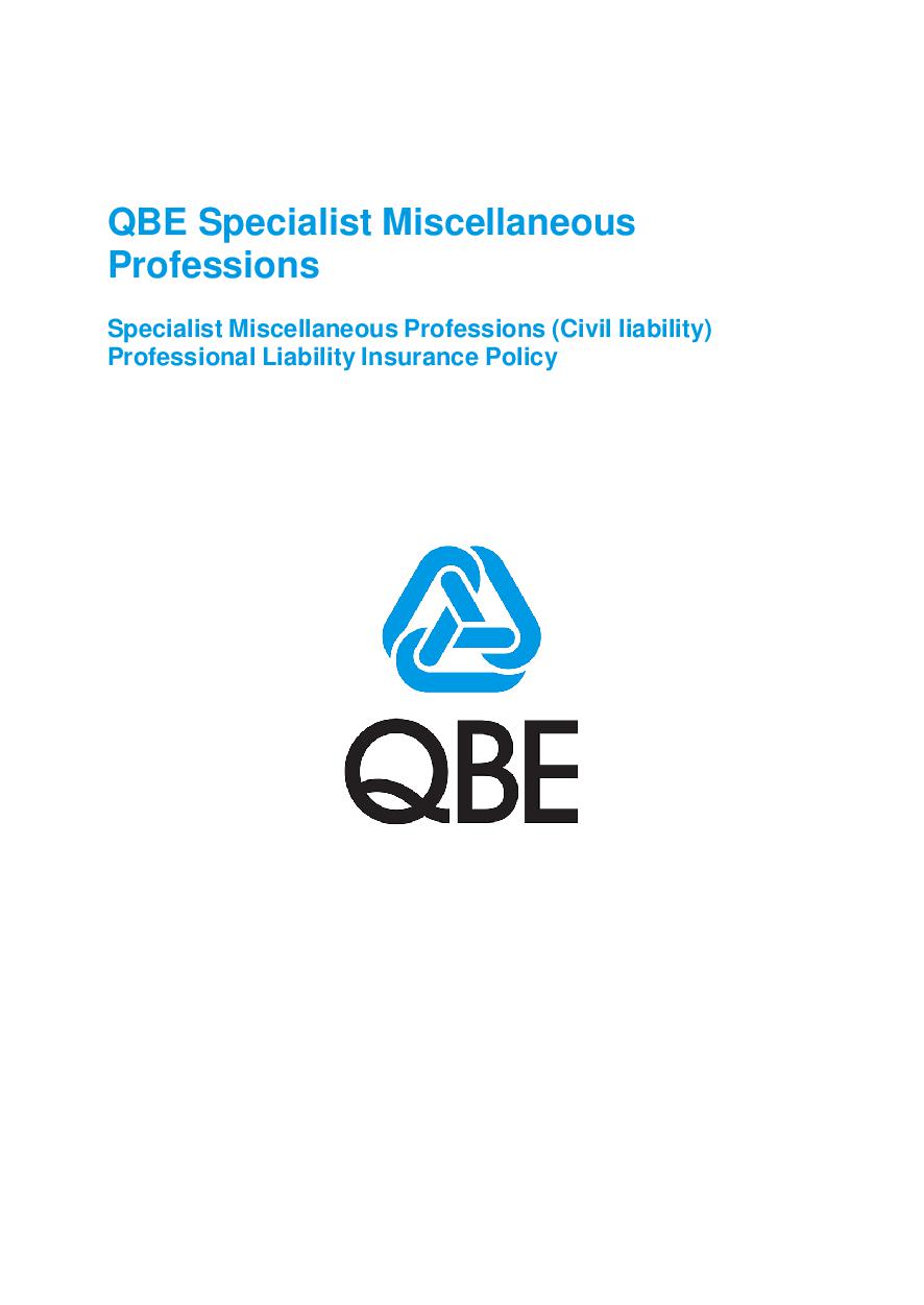 PJPJ250518 QBE Specialist Miscellaneous Professional Liability Policy