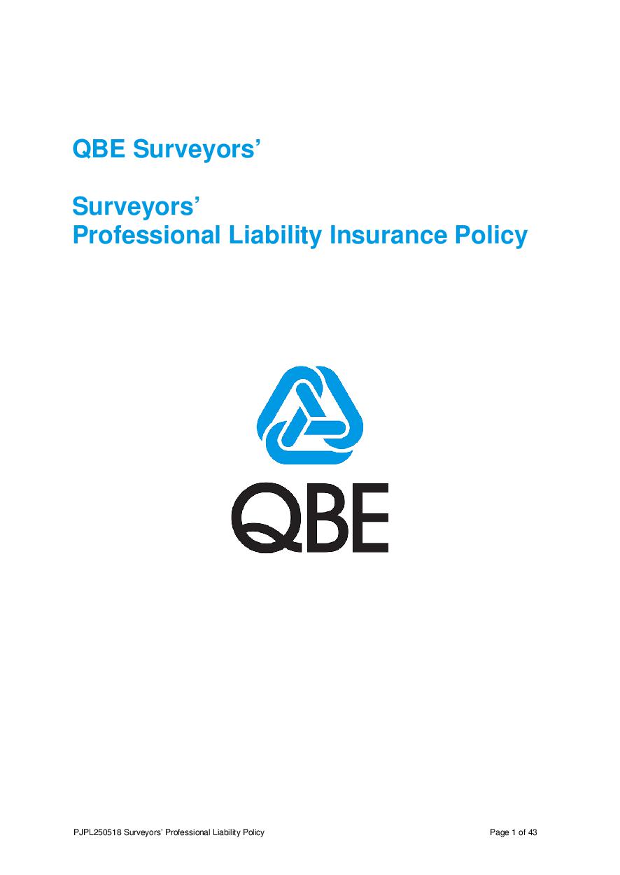 PJPL250518 QBE Surveyors' Professional Liability Policy