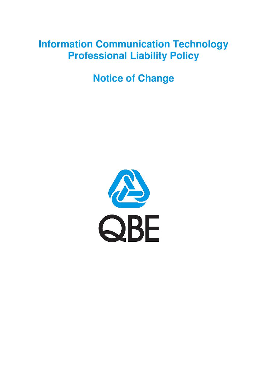NJPW250518 QBE Information Communication Technology Professional Liability Notice of Change