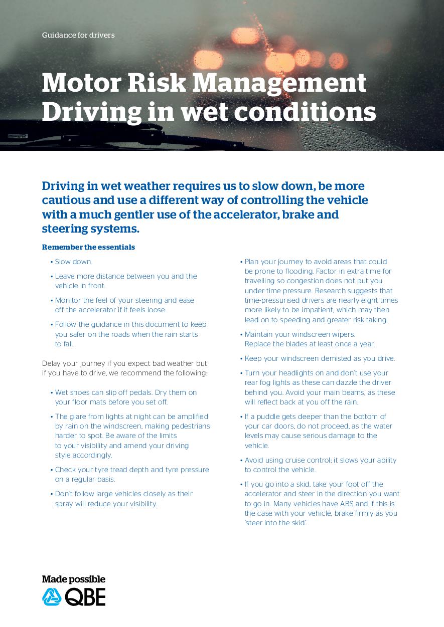 Driving in wet conditions