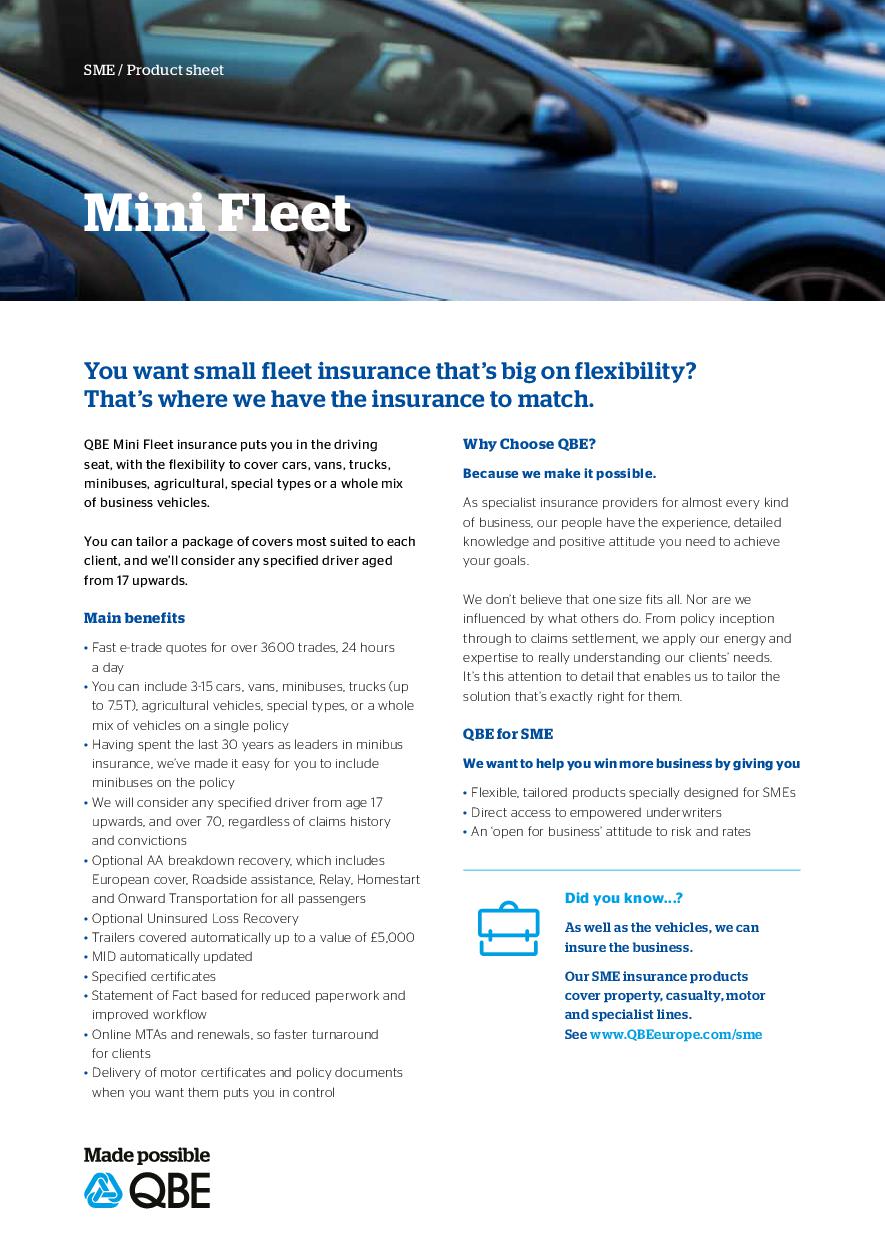 Minifleet SME product sheet