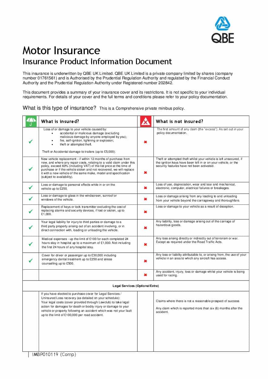 IMBP010119 (Comp) Minibus Insurance Product Information ...