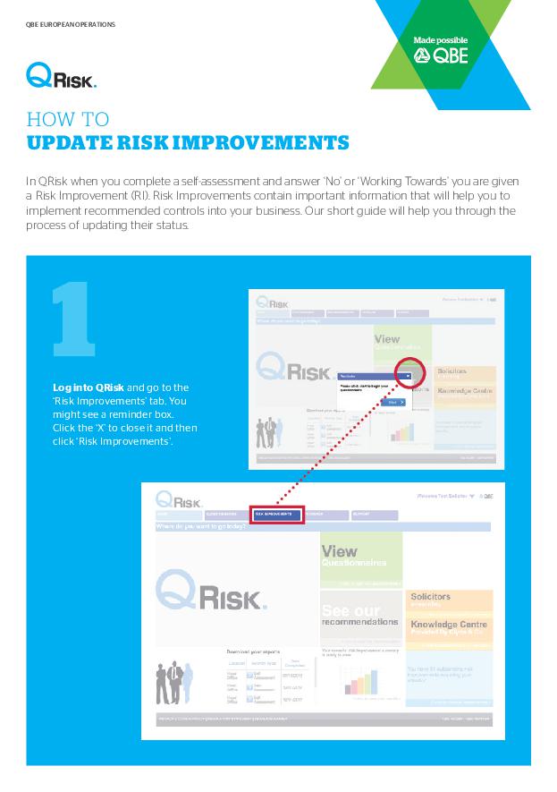 QRisk - How to update Risk Improvements