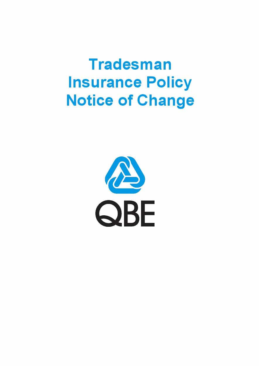 NTRA100619 Tradesman Insurance Policy (Imarket) Notice of Change 
