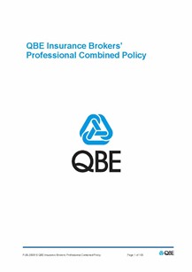 PJBL090819 QBE Insurance brokers professional combined liability Policy
