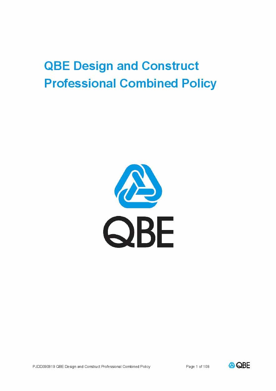 PJDD090819 QBE Design and Construct Professional Combined Liability Policy