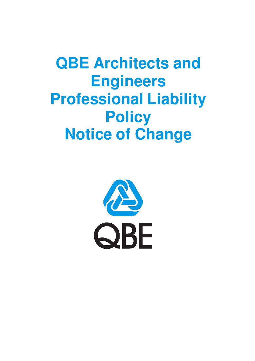 NJPR070121 QBE Architects and Engineers Professional Liability Policy Notice of Change