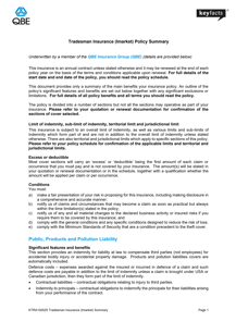 KTRA150525 Tradesman Insurance (Imarket) Summary