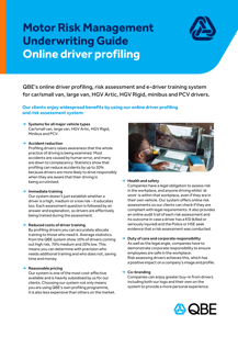 Motor Risk Management Underwriting - Guide Online driver profiling