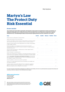 Martyn's Law Protect Duty Risk Essential checklist