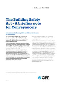 Building Safety Act 2022 - Solicitors' Briefing Note