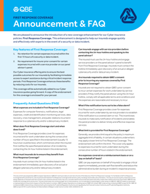 First Response Coverage - announcement & FAQ (Cyber Insurance)