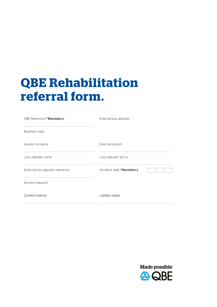 QBE Rehabilitation Referral form