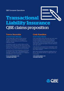 Transactional Liability Insurance - claims proposition